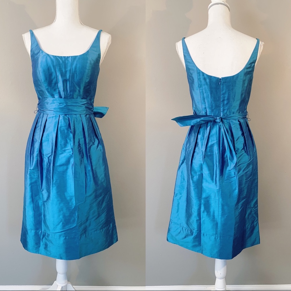 NWT Jenny Yoo 100% Silk Mist Blue Sleeveless formal B2B2308D dress